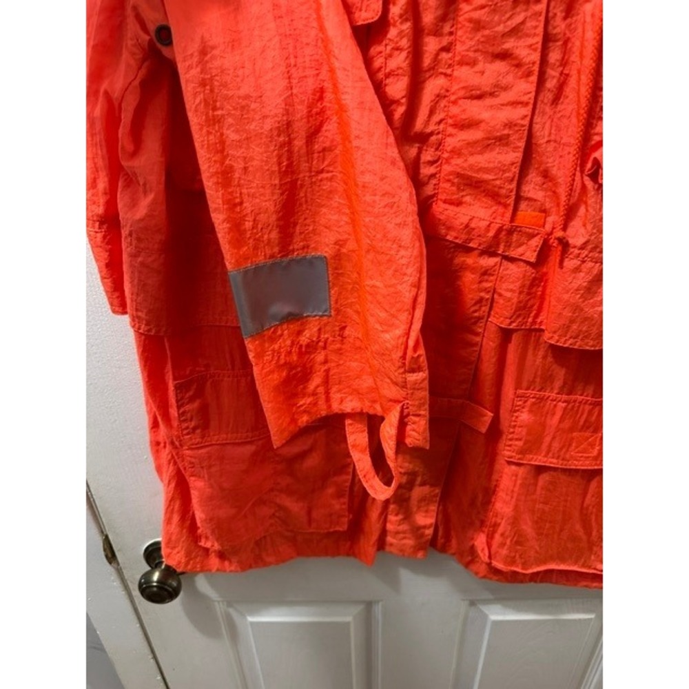 Street Wear Carole Little Neon Orange Nylon Utility Jacket Reflective Large - Picture 4 of 7